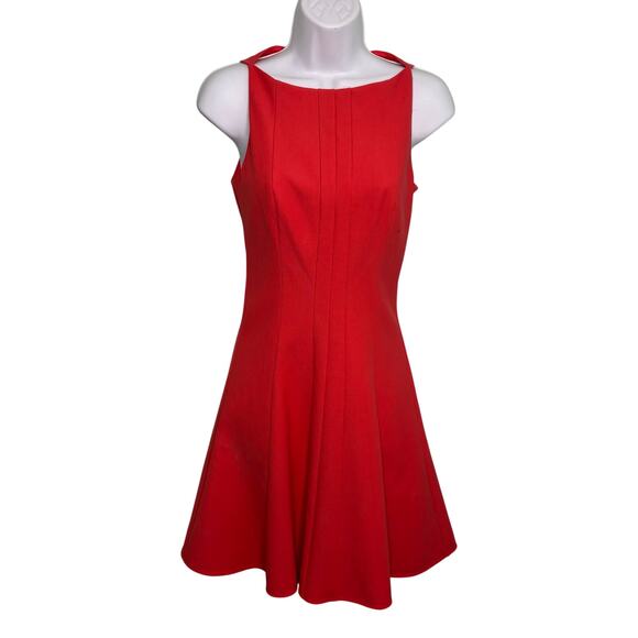 Elizabeth & James Sleeveless Hollis Fit Flare Mini Dress Boatneck Poppy Red 2 - Picture 1 of 8